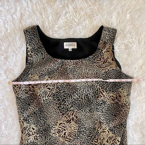 Studio I Vintage Animal Print Sleeveless Round Neck Shift Maxi Dress SZ 16W EUC - Picture 10 of 14